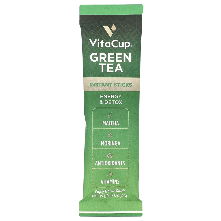 VitaCup, Зеленый чай, растворимый, несладкий, 24 стика на одну порцию, 2 г (0,07 унции) каждый