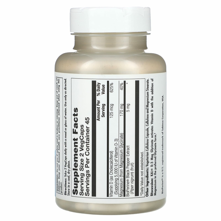 KAL, Глицинат магния D-3, 90 вегетарианских капсул
