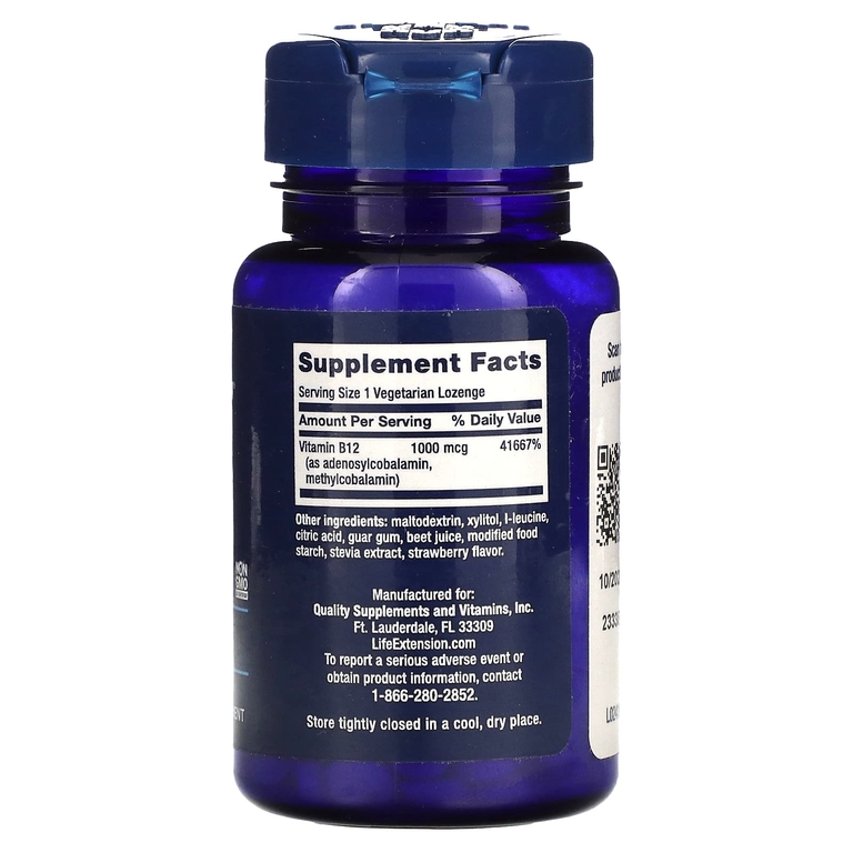 Life Extension, B12 Elite, 60 вегетарианских леденцов