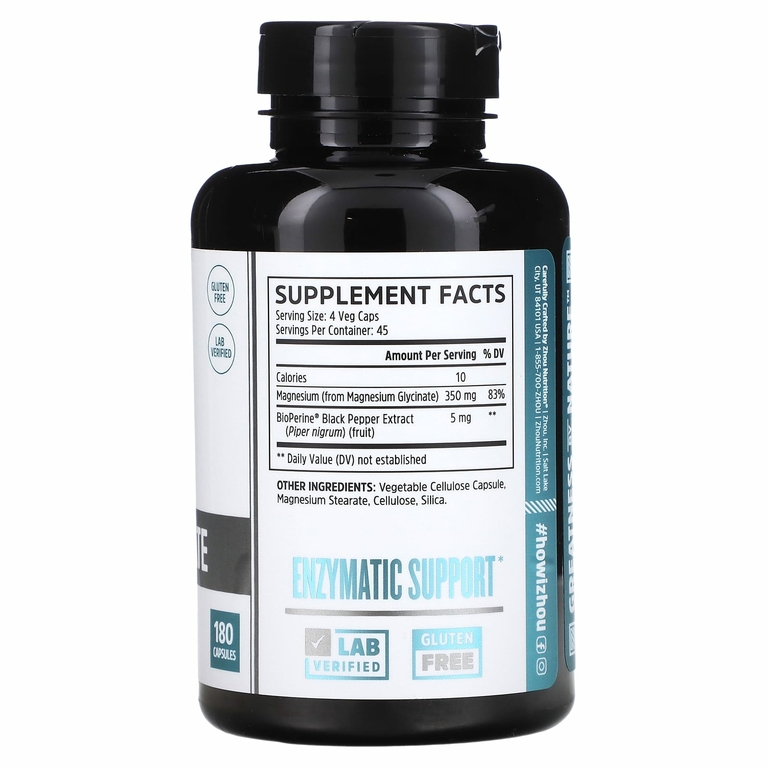 Zhou Nutrition, глицинат магния, 350 мг, 180 капсул (87 мг в 1 капсуле)