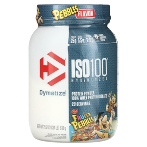 Dymatize, ISO100®, гидролизованный, 100% изолят сывороточного протеина, фруктовый вкус, 610 г (1,34 фунта)