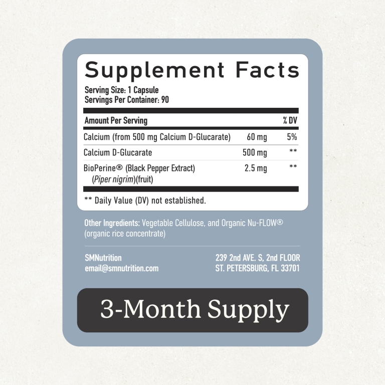 SMNutrition, D-глюкарат кальция и BioPerine®, 90 капсул