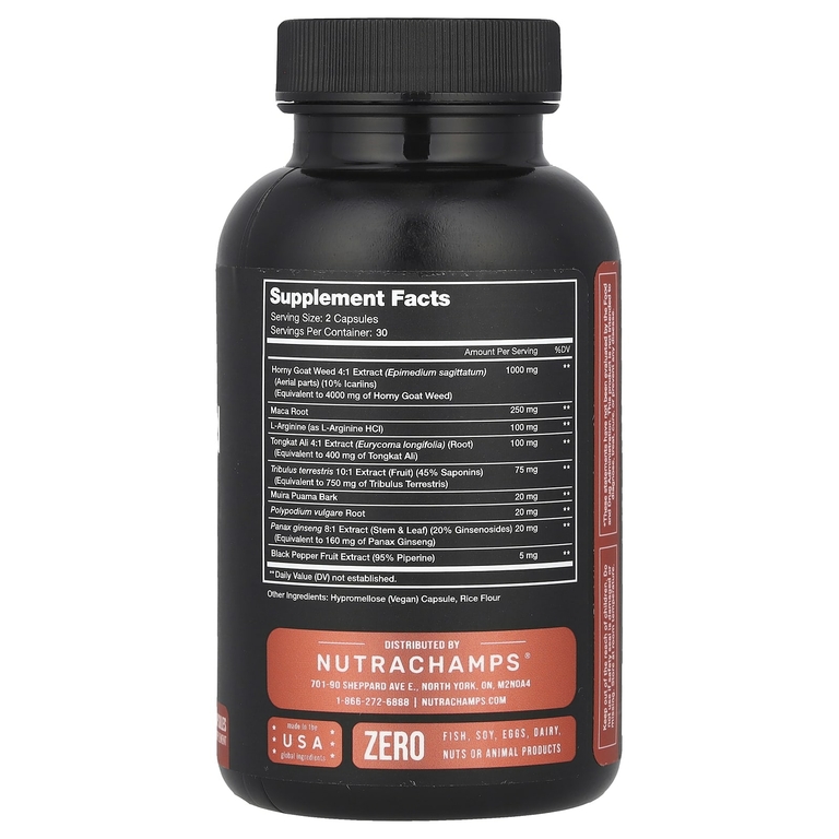 NutraChamps, Horny Goat Weed, 60 веганских капсул