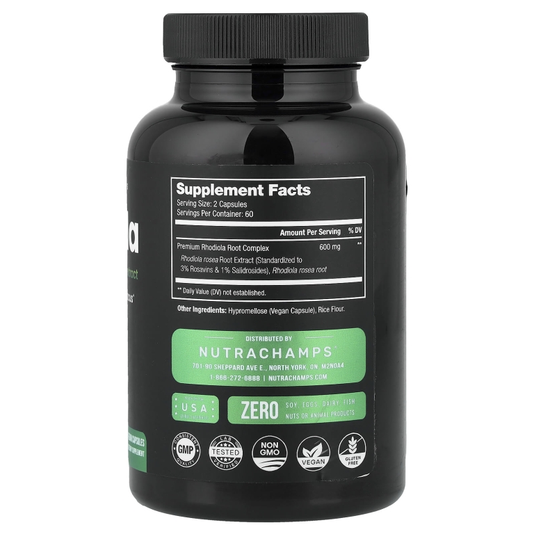 NutraChamps, Родиола, 120 веганских капсул (300 мг на капсулу)