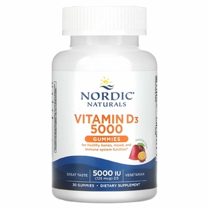 Nordic Naturals, Жевательные таблетки с витамином D3, маракуйя, 5000 МЕ (125 мкг), 30 жевательных таблеток