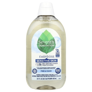Seventh Generation, Easydose, ультраконцентрированное средство для стирки, бесцветное и прозрачное средство, 66 загрузок, 683 мл (23,1 жидк. унц.)