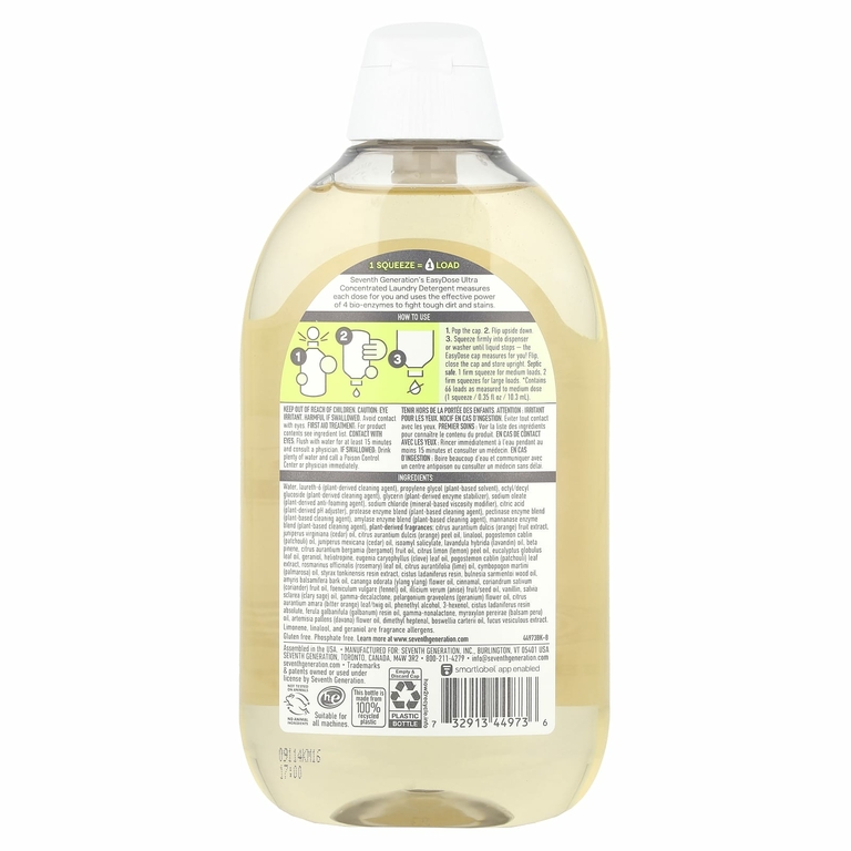 Seventh Generation, Easydose Ultra Power +, средство для стирки, очищающее средство, 683 мл (23,1 жидк. Унции)