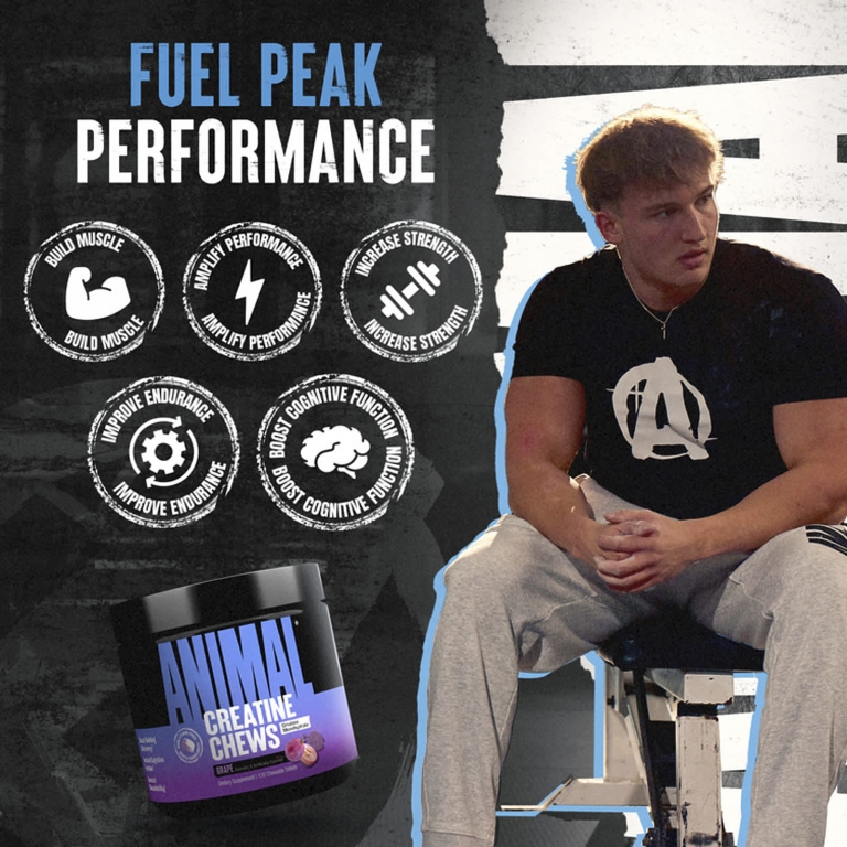 Animal, Creatine Chews, жевательные таблетки с креатином, виноградный вкус, 120 жевательных таблеток