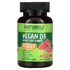 NATURELO, D3, веганские жевательные таблетки из цельных продуктов, со вкусом клубники, 2000 МЕ, 60 подходящих для веганов жевательных таблеток (1000 МЕ (25 мкг) в 1 жевательной таблетке)