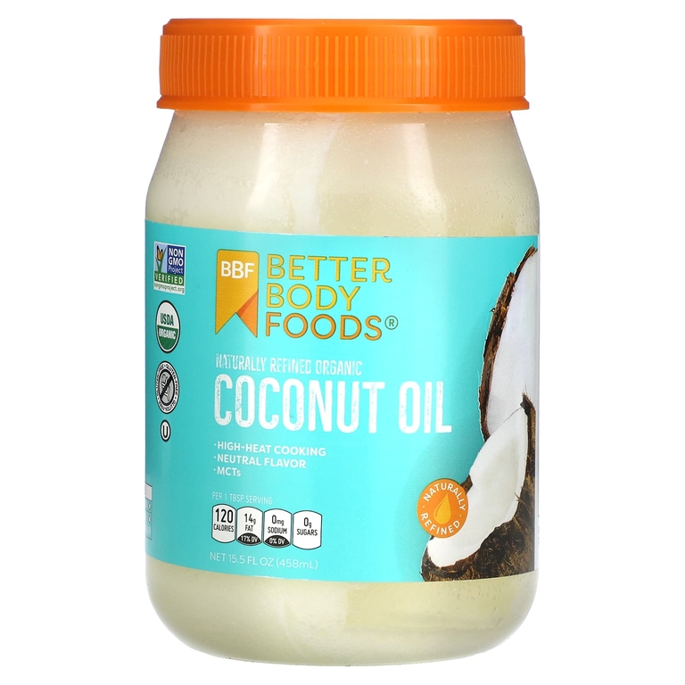 BetterBody Foods, Натурально рафинированное органическое кокосовое масло, 458 мл (15,5 жидк. унц.)