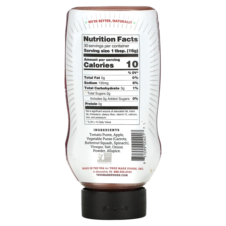 True Made Foods, Растительный кетчуп, 482 г (17 унций) (Товар снят с продажи) 