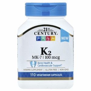 21st Century, витамин K2, 100 мкг, 110 вегетарианских капсул