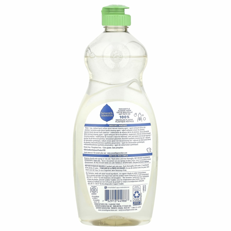 Seventh Generation, Жидкость для посуды, без добавок и прозрачность, 561 мл (19 жидк. унц.)