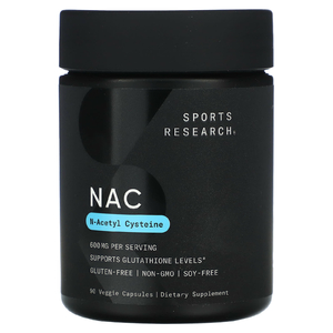 Sports Research, NAC, N-ацетилцистеин, 600 мг, 90 растительных капсул