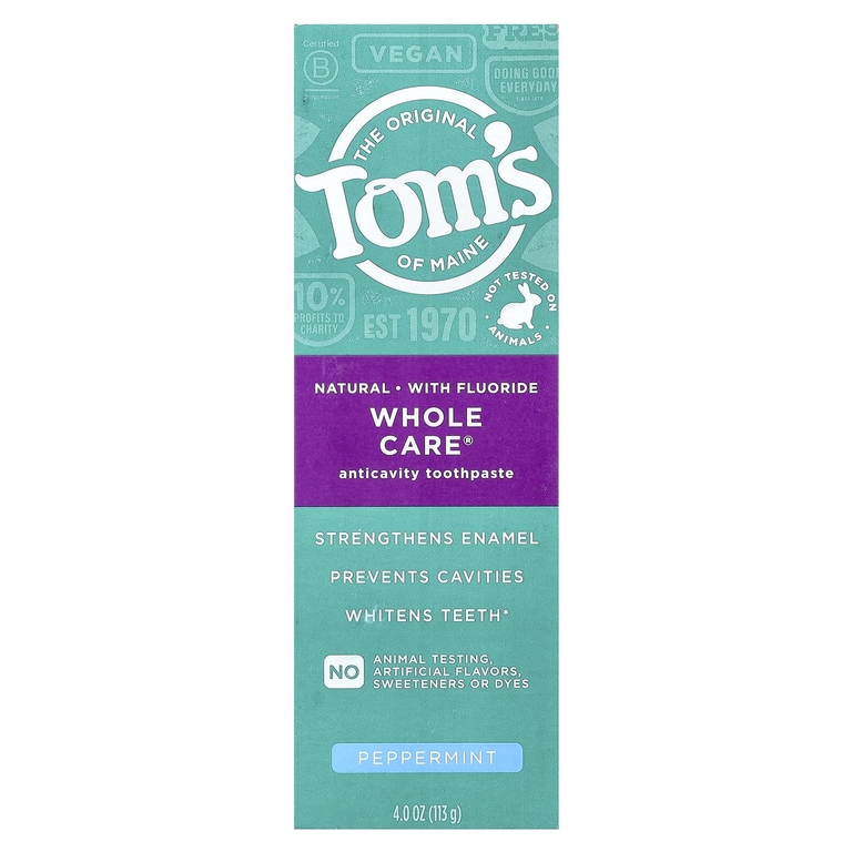 Tom's of Maine, Whole Care®, натуральная зубная паста от кариеса с фтором, перечная мята, 113 г (4 унции)