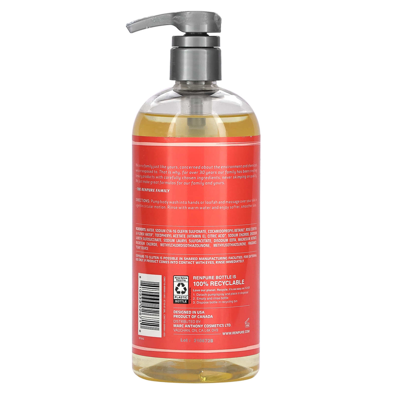 Renpure, Rose Water Soothing Body Wash, 24 fl oz (710 ml) (Товар снят с продажи) 