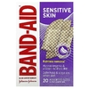 Band Aid, лейкопластыри, для чувствительной кожи, 20 штук разных размеров