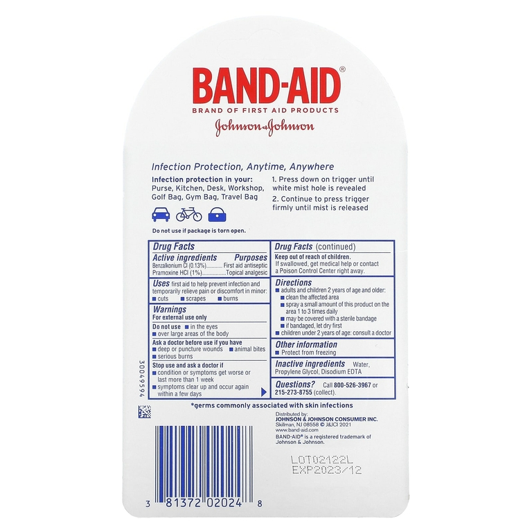 Band Aid, Антисептический очищающий спрей, 7,7 мл (0,26 жидк. унц.) (Товар снят с продажи) 