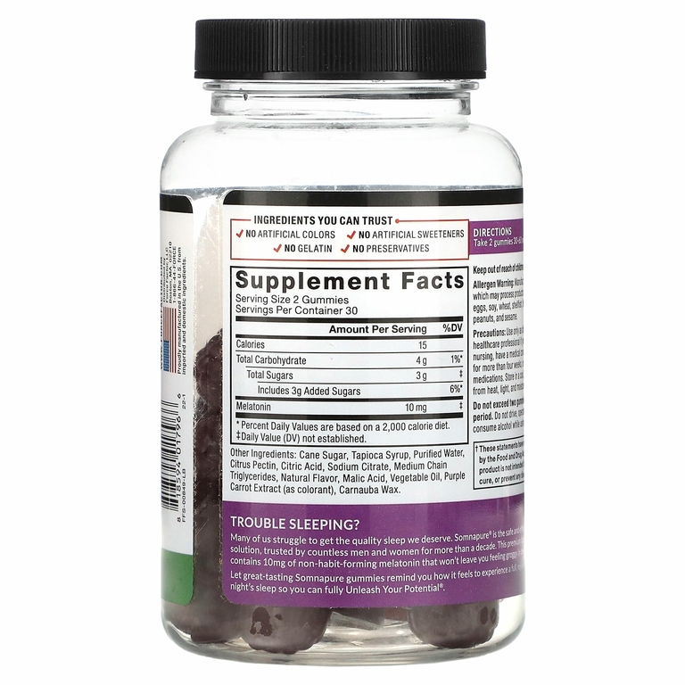 Force Factor, Somnapure, вкусные жевательные таблетки с мелатонином, 10 мг, ягодный вкус, 60 жевательных таблеток (5 мг в одной жевательной таблетке)