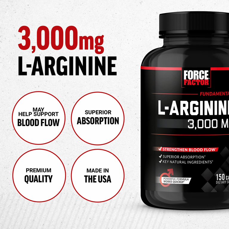 Force Factor, L-аргинин, 3000 мг, 150 капсул (600 мг в 1 капсуле)