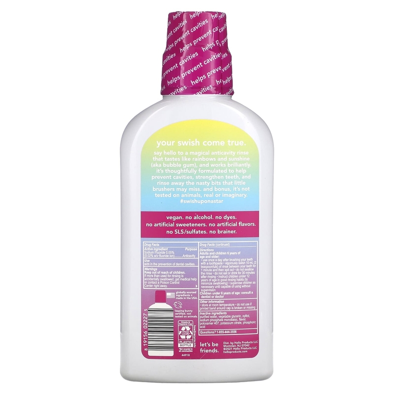 Hello, Unicorn Splash Acticavity, ополаскиватель с фтором, жевательная резинка, 473 мл (16 жидк. унц.)