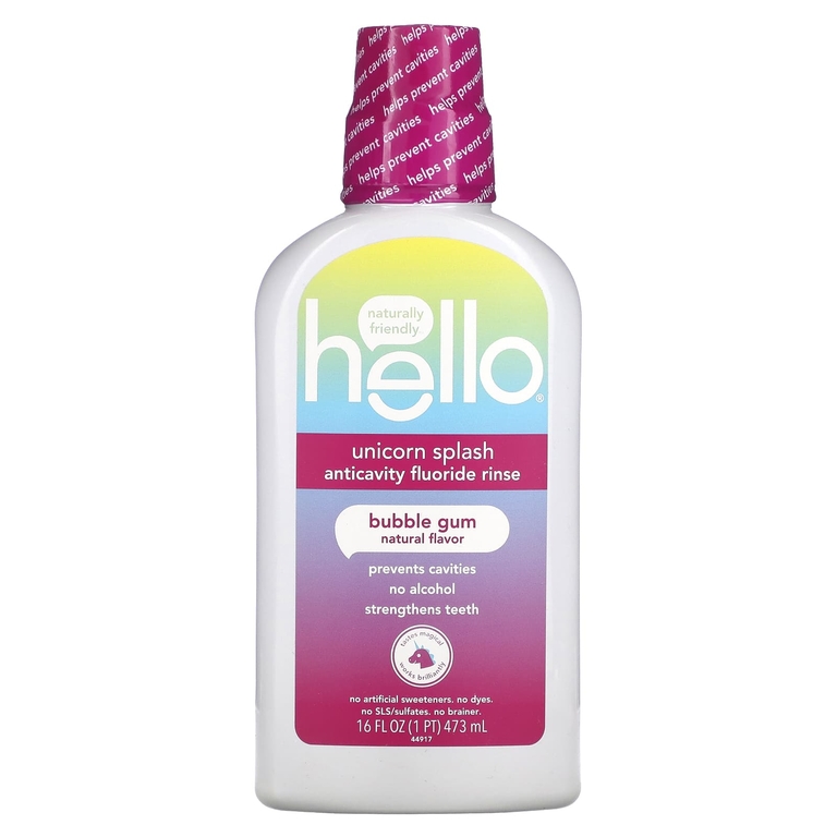 Hello, Unicorn Splash Acticavity, ополаскиватель с фтором, жевательная резинка, 473 мл (16 жидк. унц.)