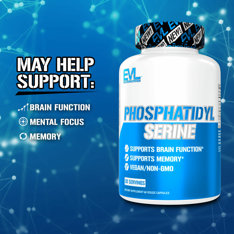 EVLution Nutrition, фосфатидилсерин, 60 вегетарианских капсул (150 мг в 1 капсуле)