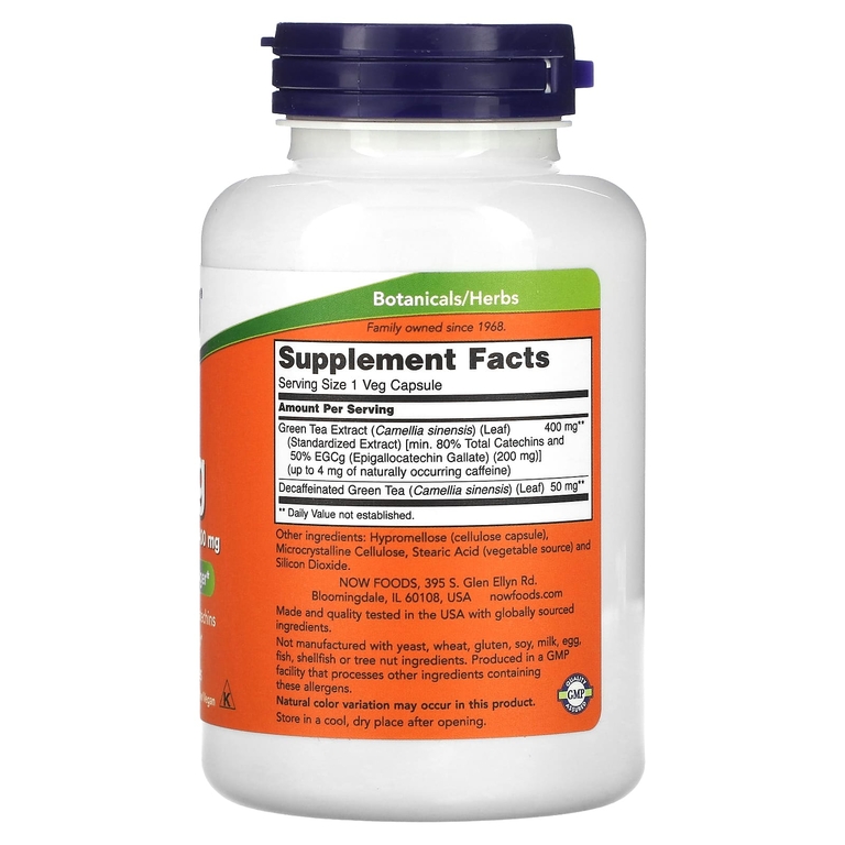 NOW Foods, EGCg, экстракт зеленого чая, 400 мг, 180 растительных капсул