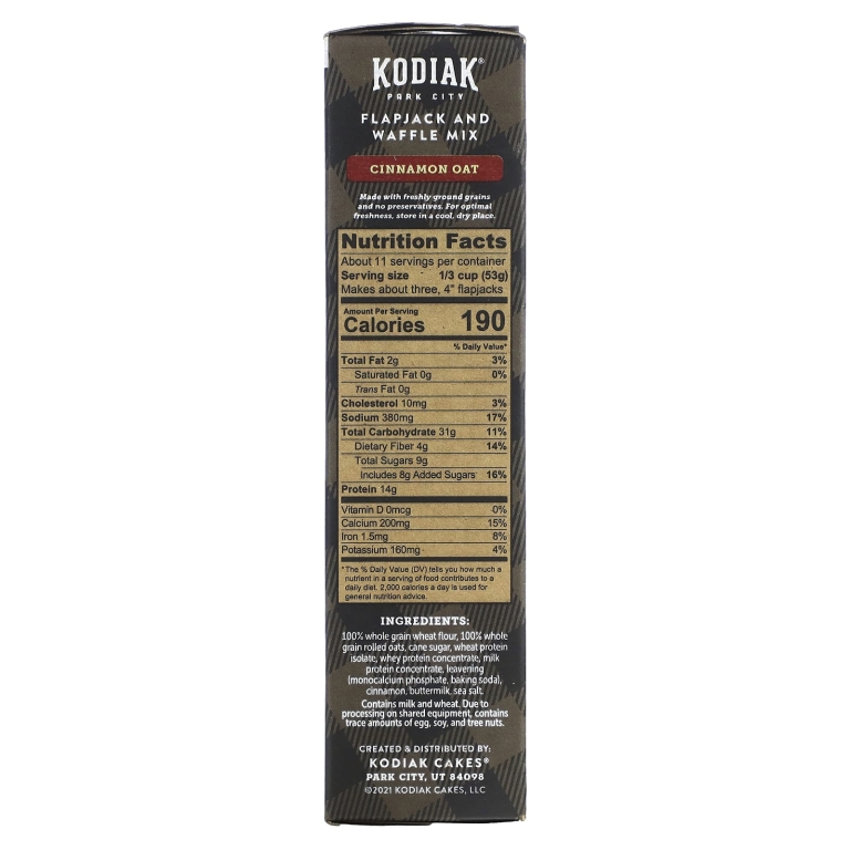 Kodiak Cakes, Power Cakes®, смесь для выпекания флапджека и вафель, овсяная с корицей, 567 г (20 унций)