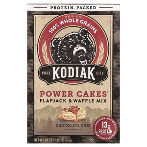 Kodiak Cakes, Power Cakes®, смесь для выпекания флапджека и вафель, с шоколадной крошкой, 510 г (18 унций)