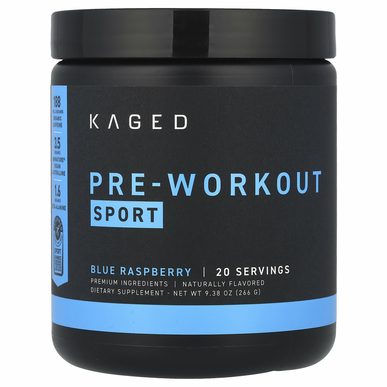 Kaged, Pre-Kaged, Sport Pre-Workout, голубая малина, 262 г (9,24 унции)
