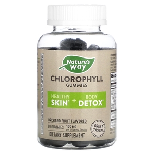 Nature's Way, хлорофилл, жевательные таблетки, со вкусом фруктового сада, 100 мг, 60 жевательных таблеток (50 мг в 1 жевательной таблетке)