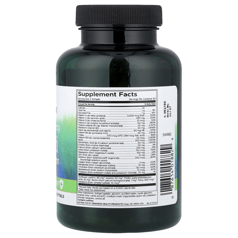 Swanson Vitamins, мультивитамины без железа + поддержка иммунитета, высокая эффективность, 120 капсул (Товар снят с продажи) 
