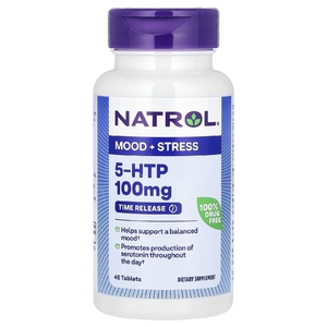 Natrol, 5-гидрокситриптофан, медленное высвобождение, с повышенной силой действия, 100 мг, 45 таблеток