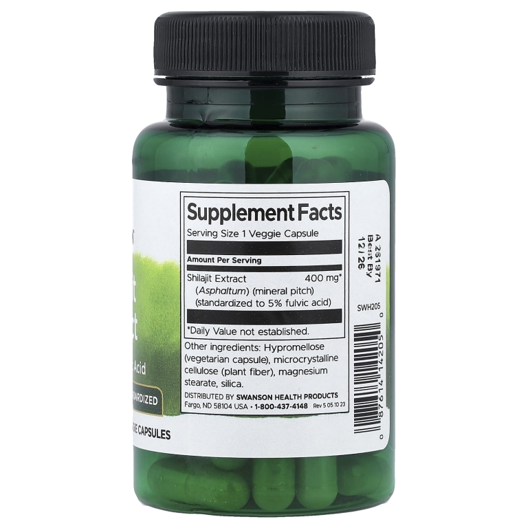 Swanson Vitamins, Экстракт мумие, стандартизированный, 400 мг, 60 растительных капсул