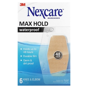 Nexcare, Прозрачные водонепроницаемые повязки, максимальная фиксация, колено и локти, 6 повязок (Товар снят с продажи) 