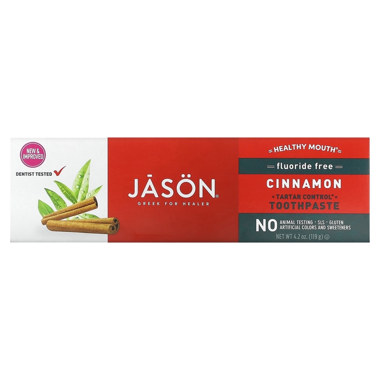 Jason Natural, Healthy Mouth, зубная паста, предупреждающая появление зубного камня, без фторида, с корицей, 119 г (4,2 унции)