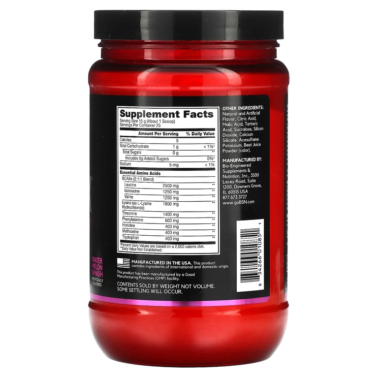 BSN, AminoX, EAAs, Watermelon Smash (на основе арбуза), поддержка и восстановление мышц, 375 г (13,2 унции)