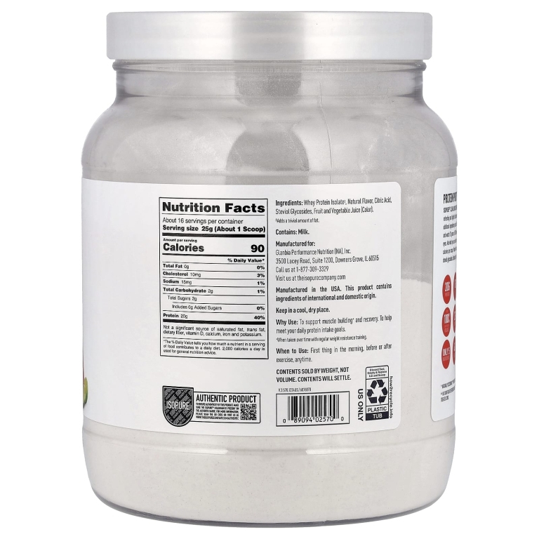  Isopure, чистый низкоуглеводный протеиновый порошок, арбуз и лайм, 400 г (14,1 унции)