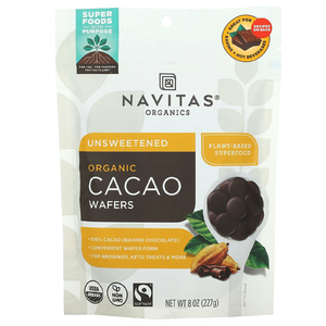 Navitas Organics, Органические какао-вафли, несладкие, 227 г (8 унций)