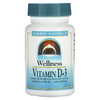 Source Naturals, Wellness, витамин D3, 50 мкг (2000 МЕ), 200 мягких таблеток