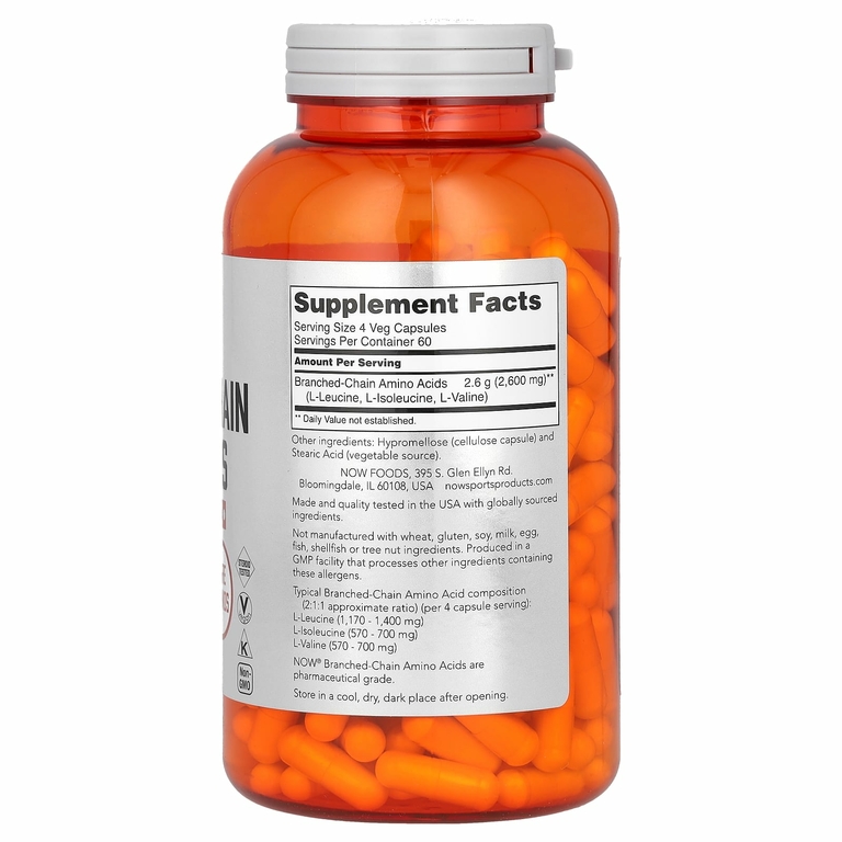 NOW Foods, Sports, аминокислоты с разветвленными цепями, 240 капсул