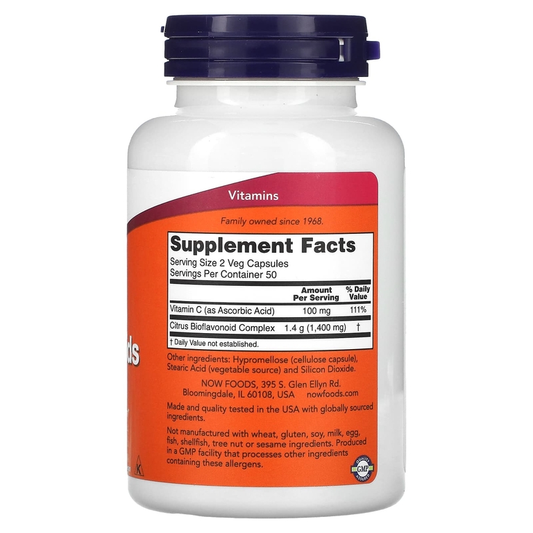 NOW Foods, Цитрусовые биофлавоноиды, 100 растительных капсул