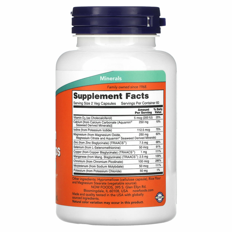 NOW Foods, Минеральные капсулы Full Spectrum, 120 растительных капсул