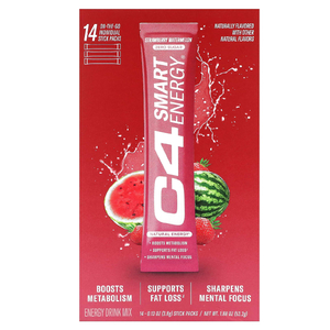 C4 / Cellucor, C4 Smart Energy, смесь для приготовления энергетического напитка, со вкусом клубники и арбуза, 14 стик-пакетов по 3,8 г (0,13 унции) (Товар снят с продажи) 
