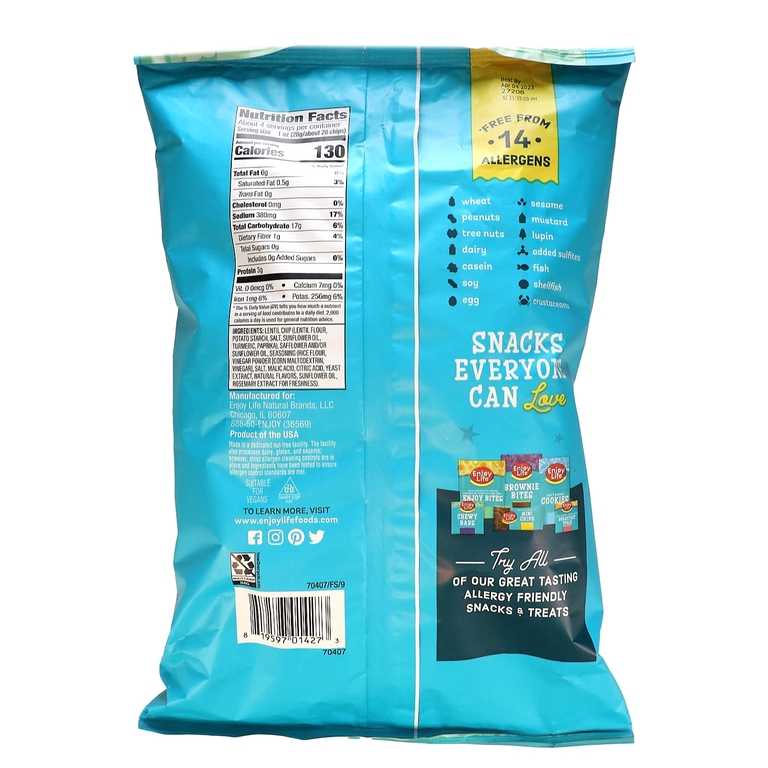 Enjoy Life Foods, Чечевица, соль и уксус, 113 г (4 унции) (Товар снят с продажи) 