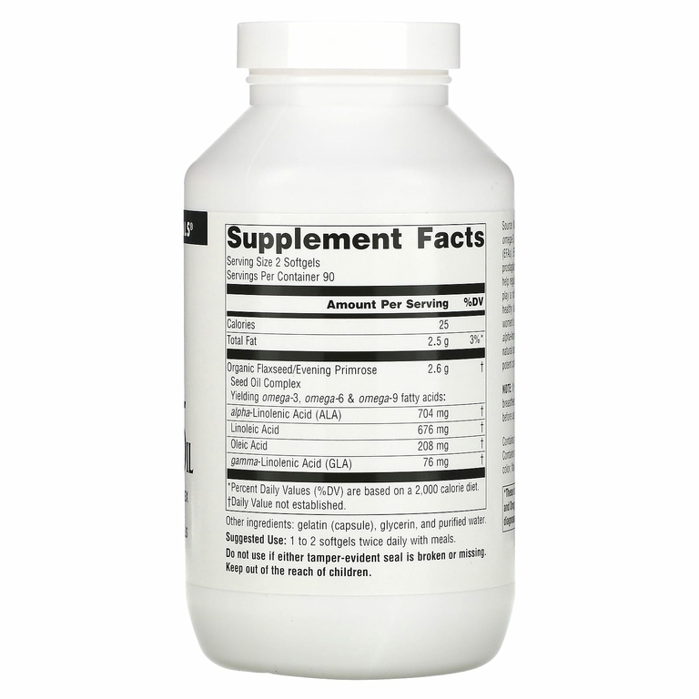Source Naturals, Льняное масло и масло примулы вечерней, 1300 мг, 180 капсул