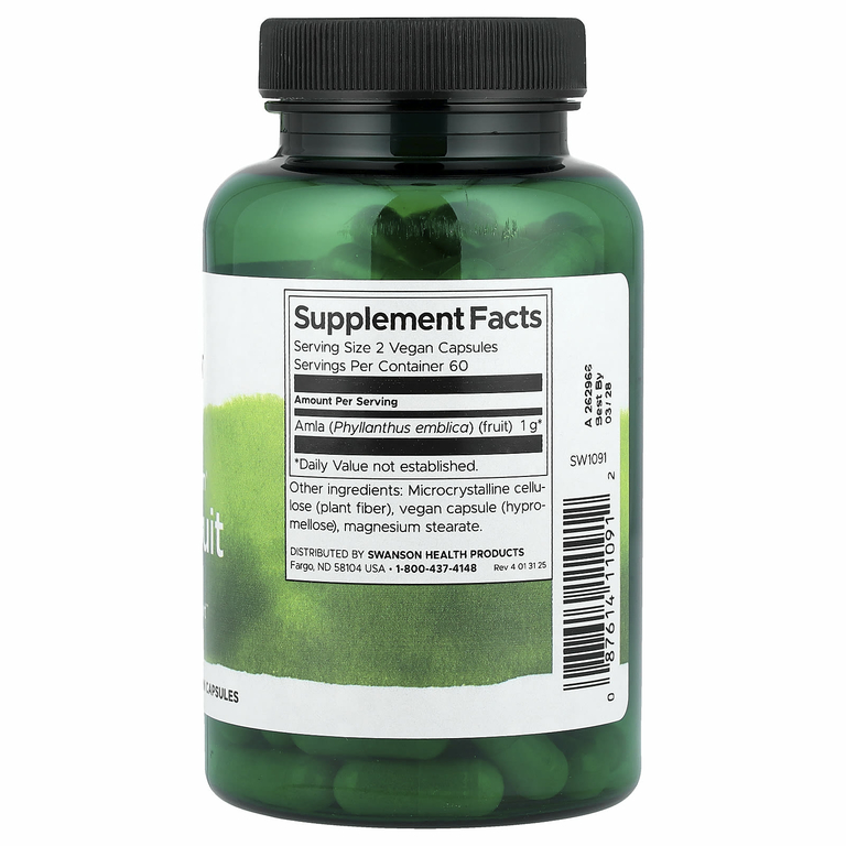 Swanson, Full Spectrum®, плоды амлы, 120 веганских капсул (250 мг в 1 капсуле)