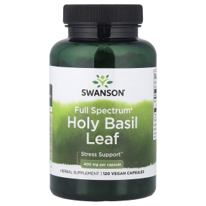 Swanson Vitamins, Full Spectrum®, листья базилика священного, 400 мг, 120 веганских капсул