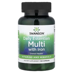 Swanson Vitamins, Daily Essentials, мультивитамины с железом, 100 капсул
